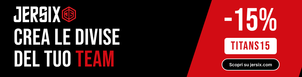 JERSIX — Crea le divise del tuo team · codice TITANS15 per uno sconto del 15%